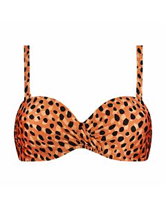 BEACH LIFE - leopard spots bandeau bikinitop - Oranje-Zwart