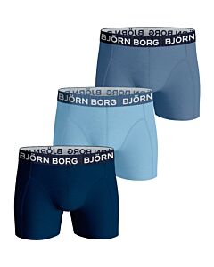 BJORN BORG - Cotton stretch boxer 3pack - blauw combi