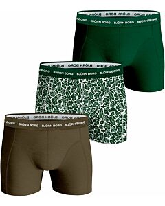 BJORN BORG - Cotton stretch boxer 3pack - groen combi