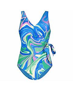 TEN CATE BEACH - swimsuit v-neck padded - Blauw